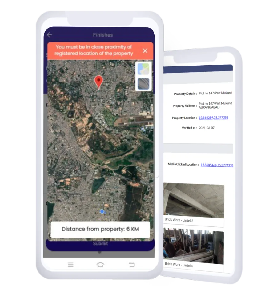 HomeHub app checking that the user is near the property before uploading construction photos